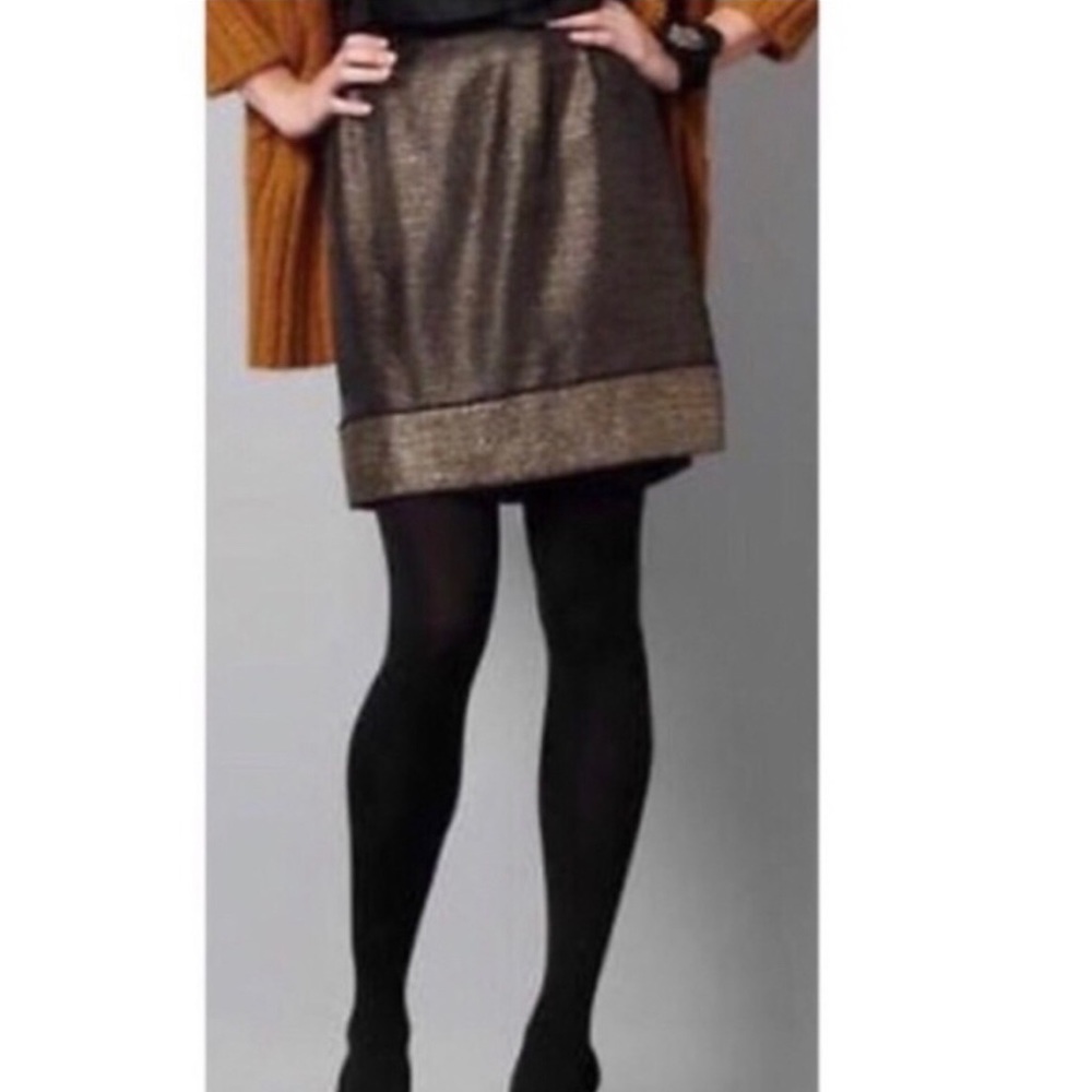 Ann Taylor Loft Black and Gold Bouclé Miniskirt